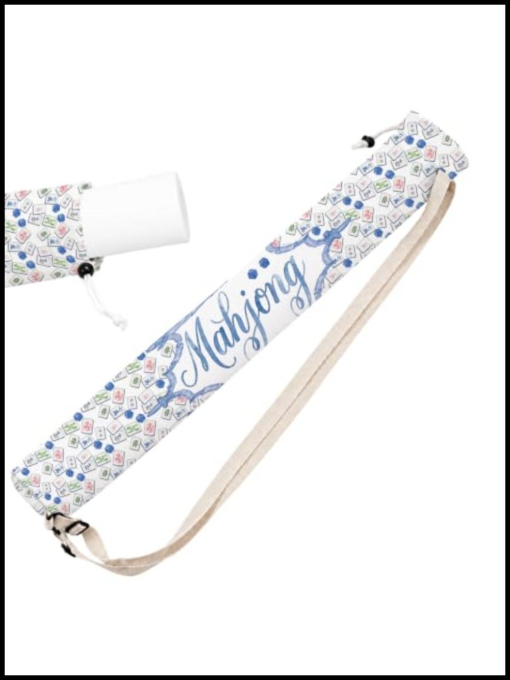 Mahjong Mat Carrying Bag with Adjustable Strap - Linen Storage for Game Mats